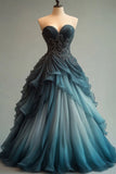 Sweetheart Neck Tulle Beaded Long Prom Dress Elegant Quincea?era Dress HZ1024
