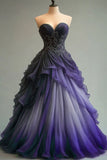 Sweetheart Neck Tulle Beaded Long Prom Dress Elegant Quincea?era Dress HZ1024