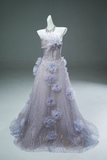 Purple A-line Off-the-Shoulder Tulle Sequin Long Prom Dress, Sweet Appliqu¨¦ Beaded Evening Dress HZ1024