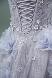 Purple A-line Off-the-Shoulder Tulle Sequin Long Prom Dress, Sweet Appliqu¨¦ Beaded Evening Dress HZ1024
