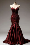 Mermaid Sweetheart Satin Long Prom Dress, Fitted Evening Gown HZ1024