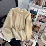 style double-head zipper soft waxy sweater jacket loose casual outer wear knitted cardigan HZ1024