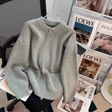 style double-head zipper soft waxy sweater jacket loose casual outer wear knitted cardigan HZ1024