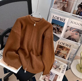 style double-head zipper soft waxy sweater jacket loose casual outer wear knitted cardigan HZ1024