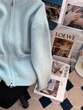 style double-head zipper soft waxy sweater jacket loose casual outer wear knitted cardigan HZ1024
