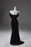 Mermaid Off-the-shoulder Velvet Long Prom Dress, Elegant Evening Dress HZ1024