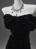 Mermaid Off-the-shoulder Velvet Long Prom Dress, Elegant Evening Dress HZ1024