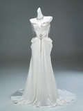 Satin A-line Sweetheart Beaded Long Prom Dress, Elegant Adult Ceremony Graduation Prom Dress HZ1024
