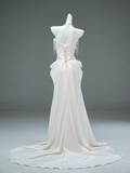 Satin A-line Sweetheart Beaded Long Prom Dress, Elegant Adult Ceremony Graduation Prom Dress HZ1024