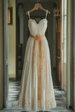 A-line Sweetheart Lace Long Sweet Evening Dress HZ1024
