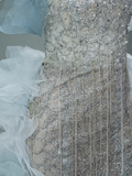Off-the-shoulder Tulle Sequin Long Ball Gown, Elegant Rhinestone Evening Gown HZ1024