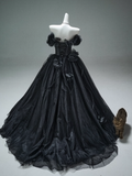 A-line Off-the-Shoulder Tulle 3D Applique Long Prom Dress,Adult Ceremony Graduation Prom Dress HZ1024