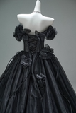 A-line Off-the-Shoulder Tulle 3D Applique Long Prom Dress,Adult Ceremony Graduation Prom Dress HZ1024
