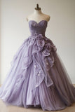 A-Line Sweetheart Tulle Applique Long Prom Dress Sweet Evening Dress HZ1024