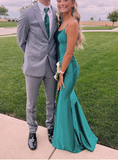 Mermaid Scoop Neck Pink Satin Long Prom Dress HZ1024