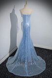 Mermaid Sequin Sheer Straps Scalloped Long Prom Dress HZ1024