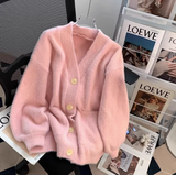 college style, furry cardigan sweater coat HZ1024
