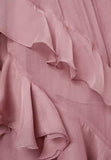 V-Neck Chiffon Pleated Sleeveless Back Zippered Long Prom Dress Beautiful Party Dress HZ1024