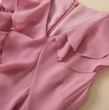 V-Neck Chiffon Pleated Sleeveless Back Zippered Long Prom Dress Beautiful Party Dress HZ1024