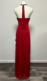 A-line Halter V Neck Chiffon Backless Prom Dress,Bridesmaid Dress With Ankle Length HZ1024