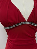 A-line Halter V Neck Chiffon Backless Prom Dress,Bridesmaid Dress With Ankle Length HZ1024