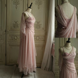 Prom Dresses Under $180||Lovely Pink ??Chiffon Prom Dress Princess Pearls Spaghetti Straps Evening Dresses HZ1024