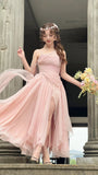 Prom Dresses Under $180||Lovely Pink ??Chiffon Prom Dress Princess Pearls Spaghetti Straps Evening Dresses HZ1024