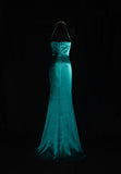 Mermaid Halter Satin Beaded Long Prom Dress Retro V-neck Rhinestone Evening Gown HZ1024