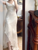 Chiffon Beaded Long Prom Dress Simple Mermaid Wedding Dress HZ1024