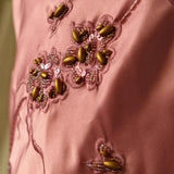 A-line Pink Spaghetti Strap Satin Applique Retro Prom Dress Birthday Party Dress HZ1024