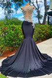 Mermaid V-neck Appliques Lace Sequined Long Prom Dress HZ1024