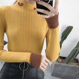 Neck Long Sleeves Slim Fit Pullover Sweater HZ1024