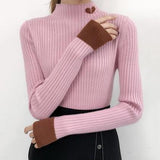 Neck Long Sleeves Slim Fit Pullover Sweater HZ1024