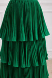 Green A-line Chiffon Strapless Layers Long Prom Dress Formal Evening Dress HZ1024