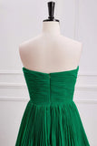 Green A-line Chiffon Strapless Layers Long Prom Dress Formal Evening Dress HZ1024
