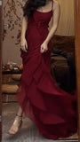 Spaghetti Straps Chiffon Long Prom Dress Formal Evening Dress HZ1024