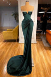 Green Mermaid Spaghetti-Straps Satin Long Prom Dress With Beadings HZ1024