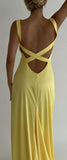 Mermaid V Neck Yellow Backless Long Prom Dress HZ1024