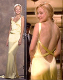Mermaid V Neck Yellow Backless Long Prom Dress HZ1024