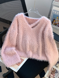 V-neck base sweater, soft and glutinous imitation mink fleece sweater HZ1024
