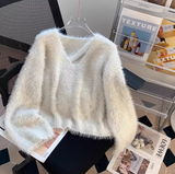 V-neck base sweater, soft and glutinous imitation mink fleece sweater HZ1024