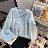 V-neck base sweater, soft and glutinous imitation mink fleece sweater HZ1024