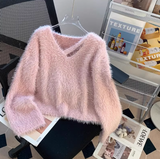 V-neck base sweater, soft and glutinous imitation mink fleece sweater HZ1024