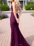 Mermaid Formal Dresses Under $170?? Charming Grape Spaghetti Straps Applique Long Backless Prom Dress With Slit HZ1024