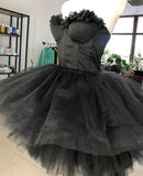 Sweetheart Corset Tulle Strapless Prom Dress HZ1024
