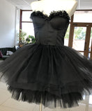 Sweetheart Corset Tulle Strapless Prom Dress HZ1024