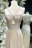 A-line Spaghetti Strap Long Prom Dress with Slit HZ1024