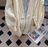 two-piece hooded sweater jacket loose lazy style mid-length knitted cardigan HZ1024
