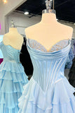 Yellow A-Line Sweetheart Long Tiered Prom Dress with Slit HZ1024