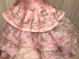 Pink Strapless Satin Tulle Sequin Beaded Diamond Long Ball Gown HZ1024